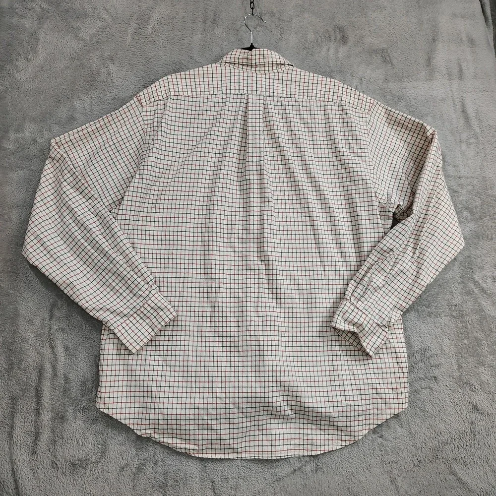 Polo Ralph Lauren Custom Fit Men's XL Ivory Blue Red Check Cotton Button‎ Down